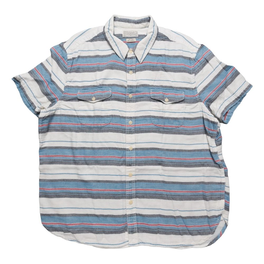 Lucky Brand Short Sleeve Button Up Shirts Mens Size 2XL White Multicolor Stripes